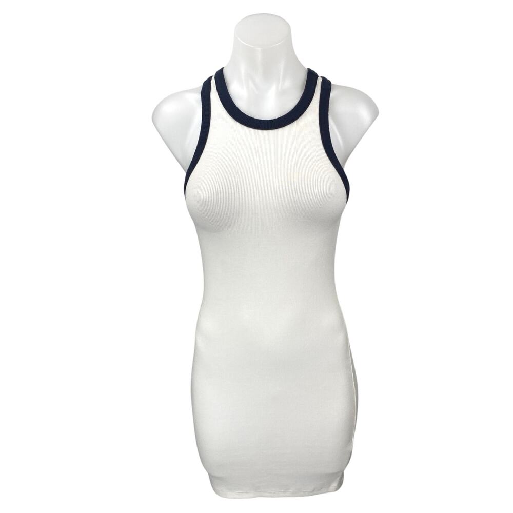 Splits59 White Rib Knit Sleeveless Racerback Stretch Mini Bodycon Tank Dress S